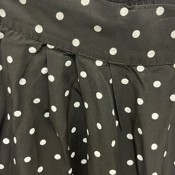 Vintage 90s Black White Polka Dot Wide Leg Pull On Stretch Waist Pants Plus 18 - Picture 4 of 8